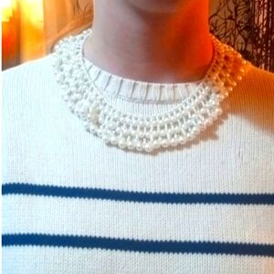 Vintage Faux pearl bib 19"